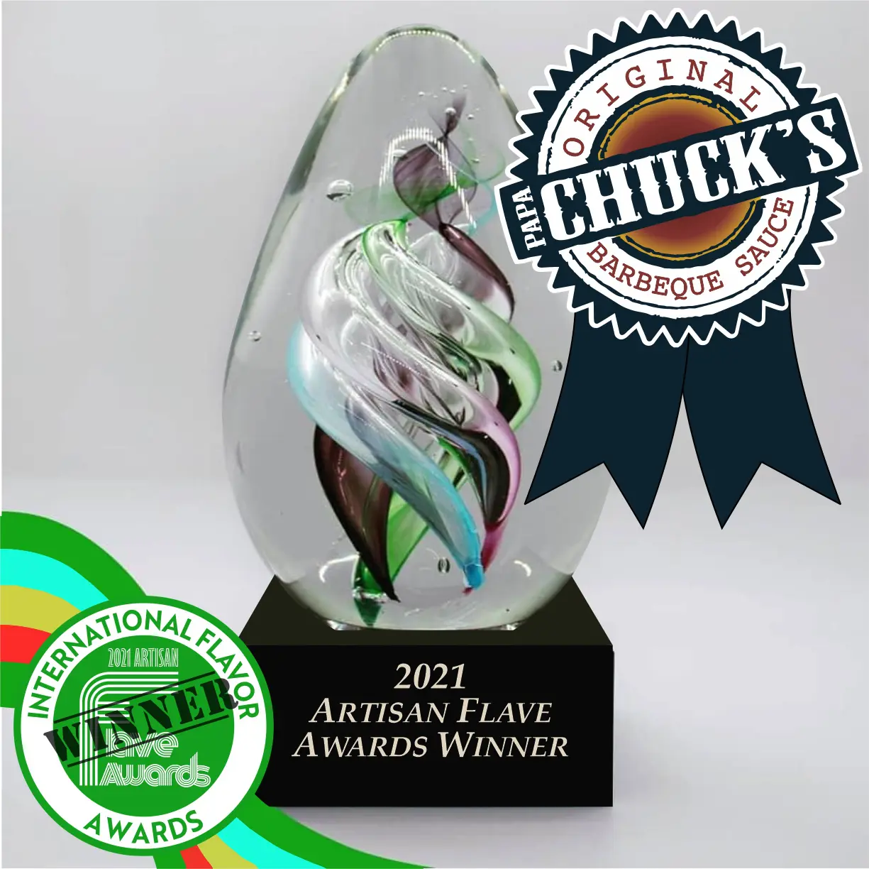 Artisan flavor award glass trophy