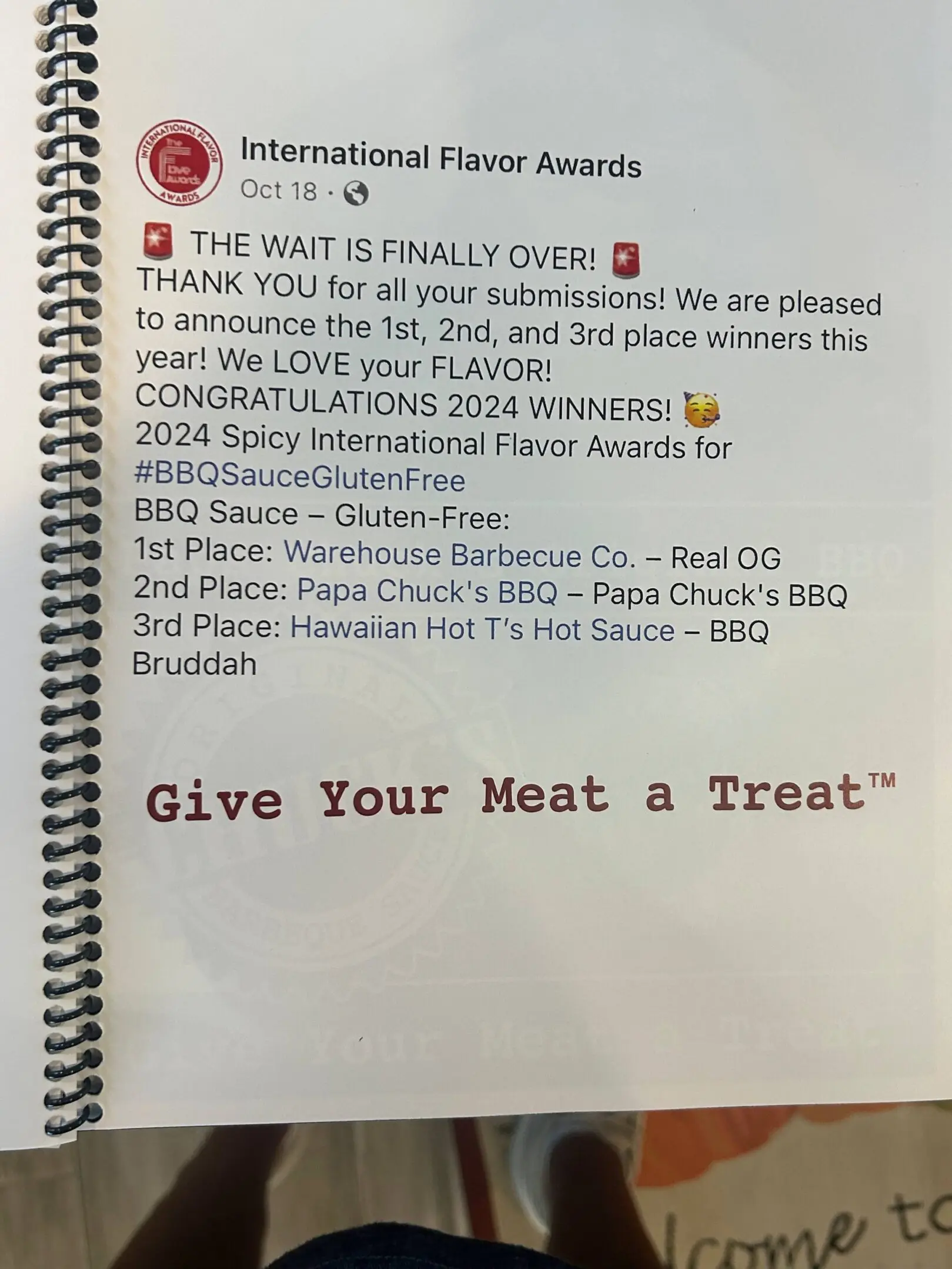 International Flavor Awards BBQ sauce winners announcement