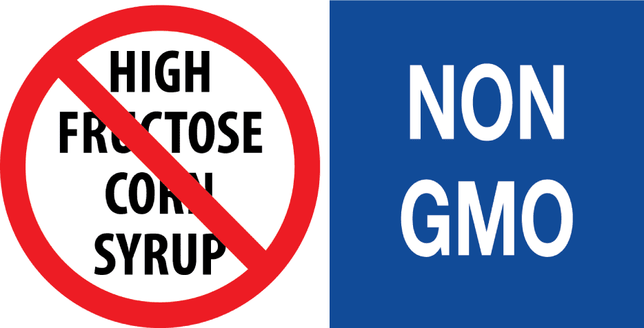 No high fructose corn syrup, Non GMO
